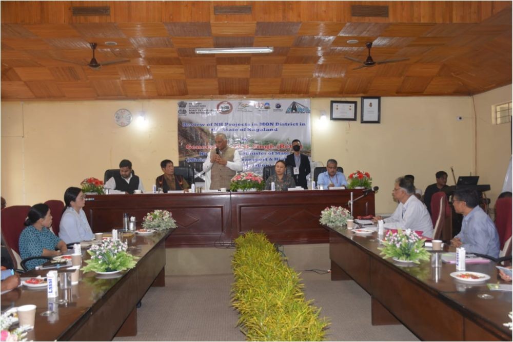 General (DR) VK Singh (Retd) Union Minister of State for Road Transport & Highways and Civil Aviation speaking during his visit to Mon district for review meeting of NH projects on May 1. (DIPR Photo)